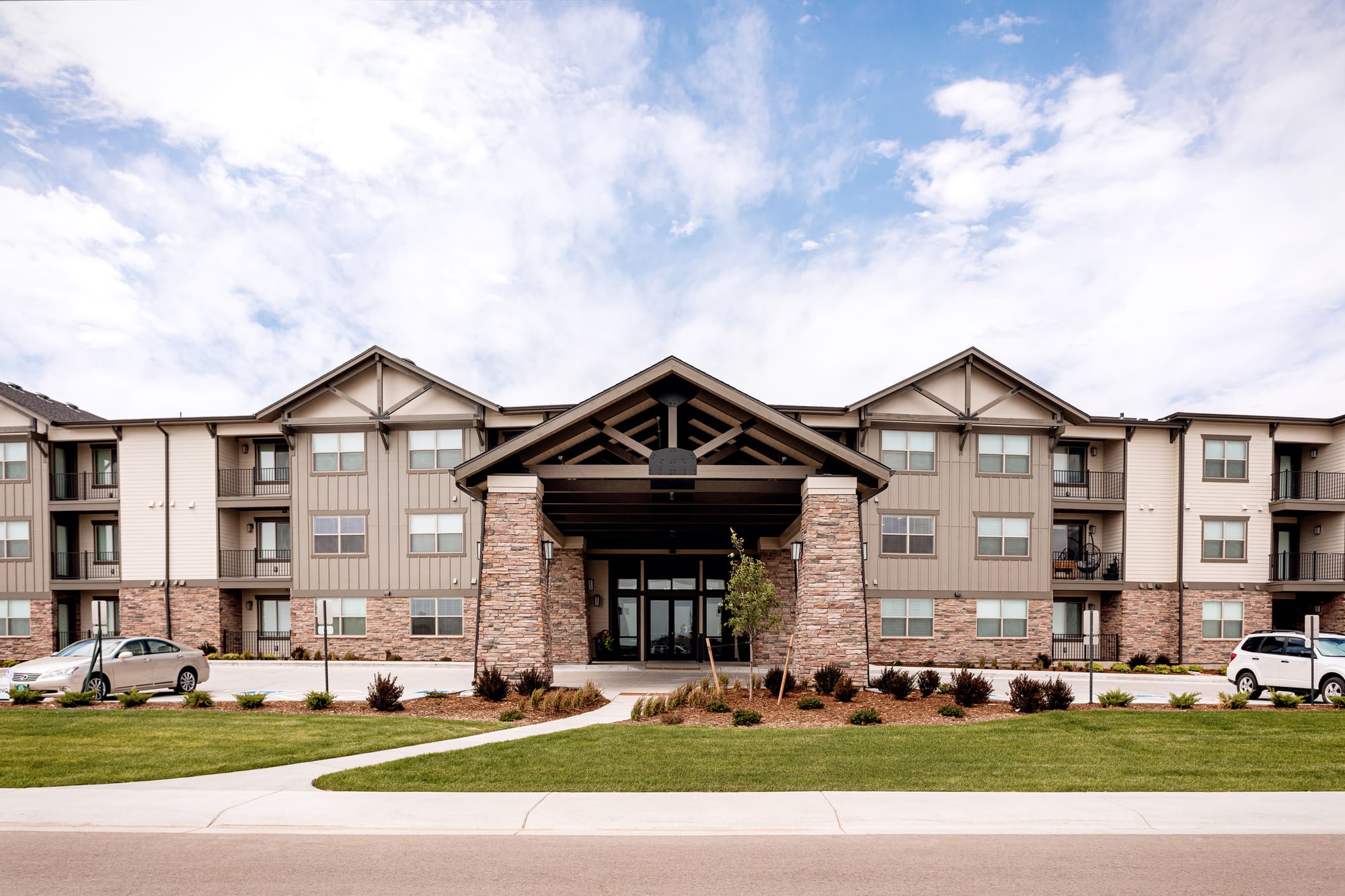 Main Entrance at 55 Resort Senior Living Apartments in Windsor Colorado